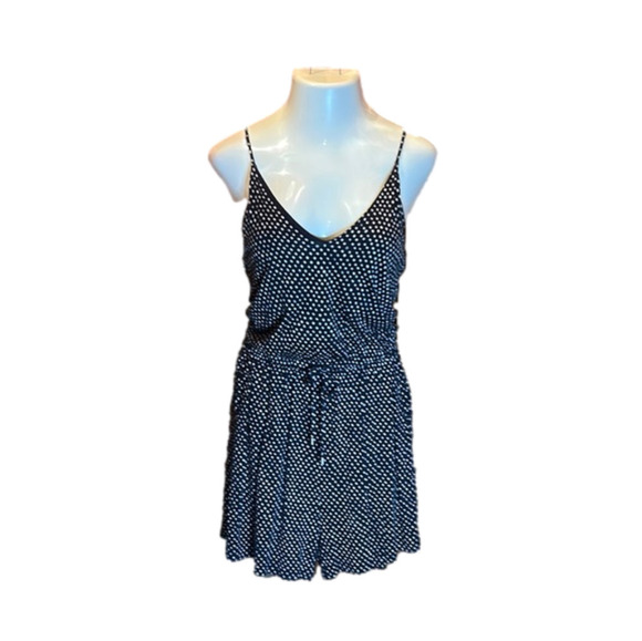 H&M BASIC Dark Blue w/ White Print Romper Size M - Picture 1 of 7